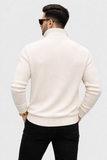 Premium Off-White Ribbed Quarter-Zip Sweater for Men | Stylish Casual Wear