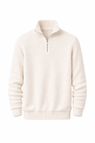 Premium Off-White Ribbed Quarter-Zip Sweater for Men | Stylish Casual Wear